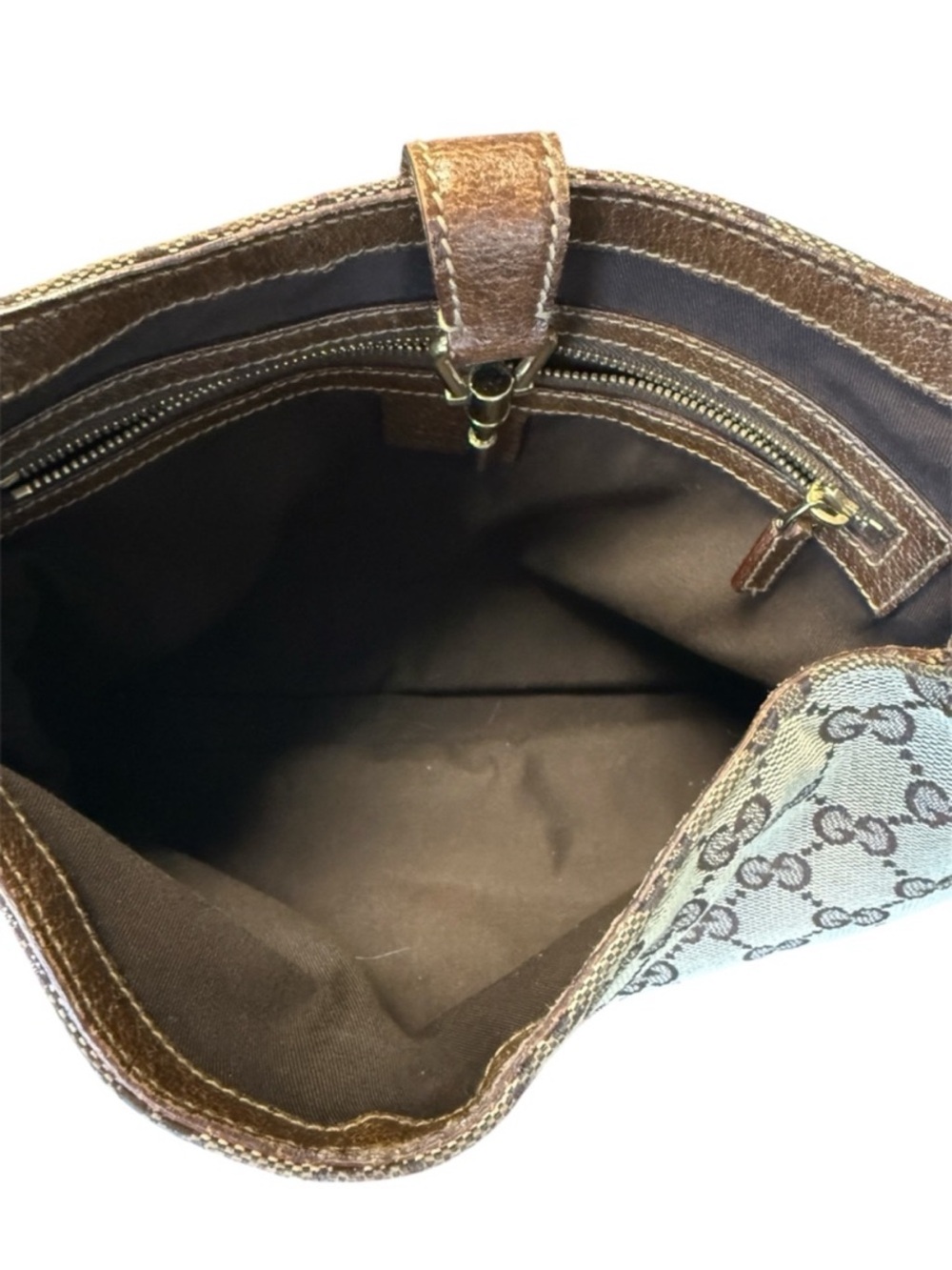 Vintage Gucci Jackie 1961 GG Supreme Monogram Canvas Shoulder Bag Brown Cream - Picture 10 of 12